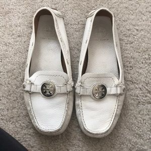 White Tory Burch loafers